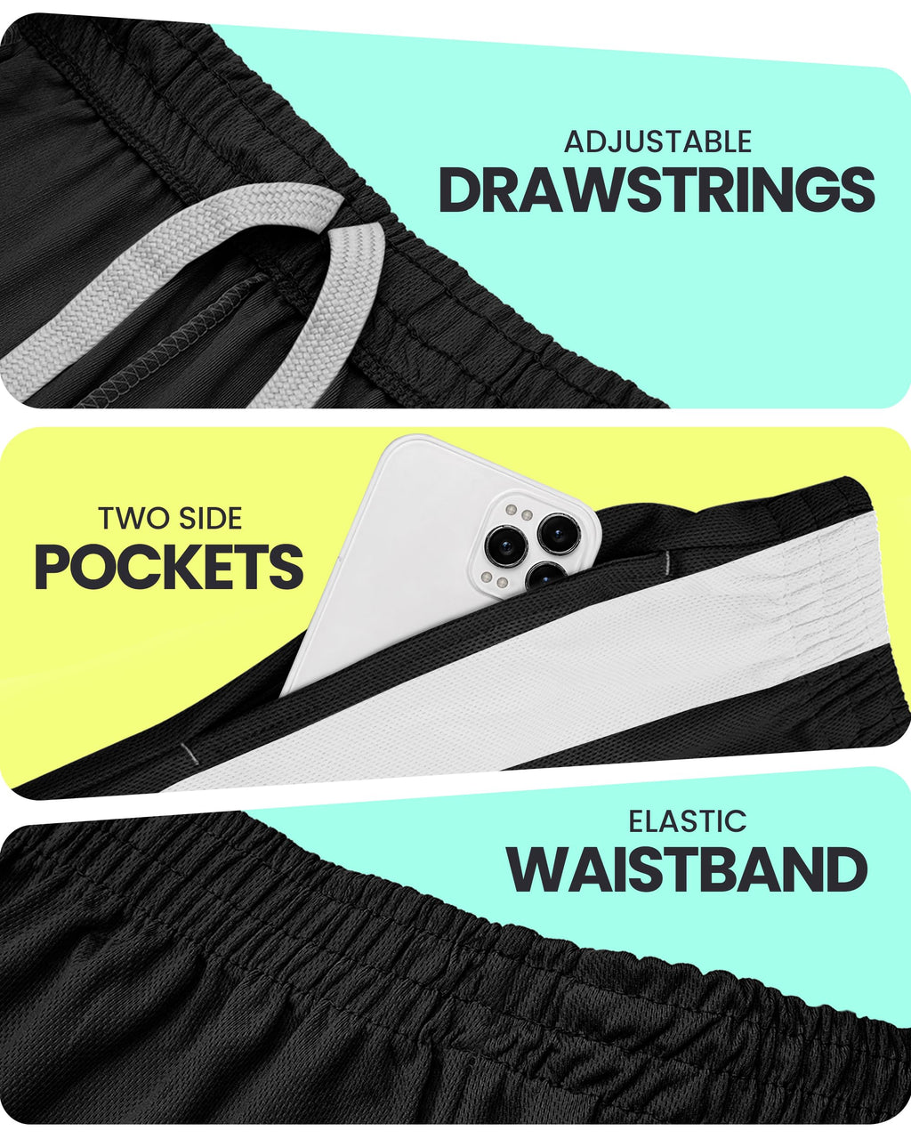 Breathable Mesh Mens Athletic Shorts Loose-Fit Quick Dry Running Gym Shorts