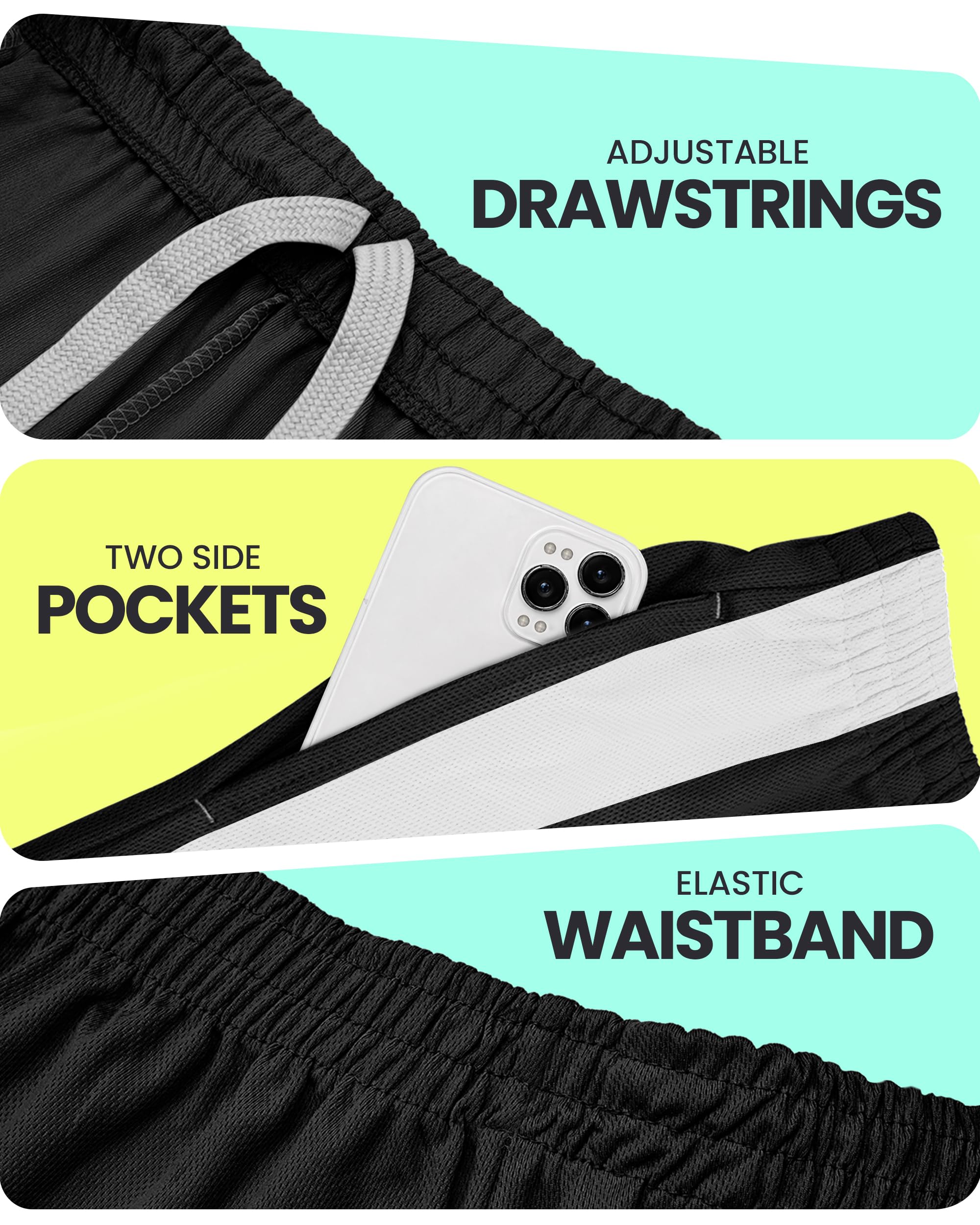 Breathable Mesh Mens Athletic Shorts Loose-Fit Quick Dry Running Gym Shorts
