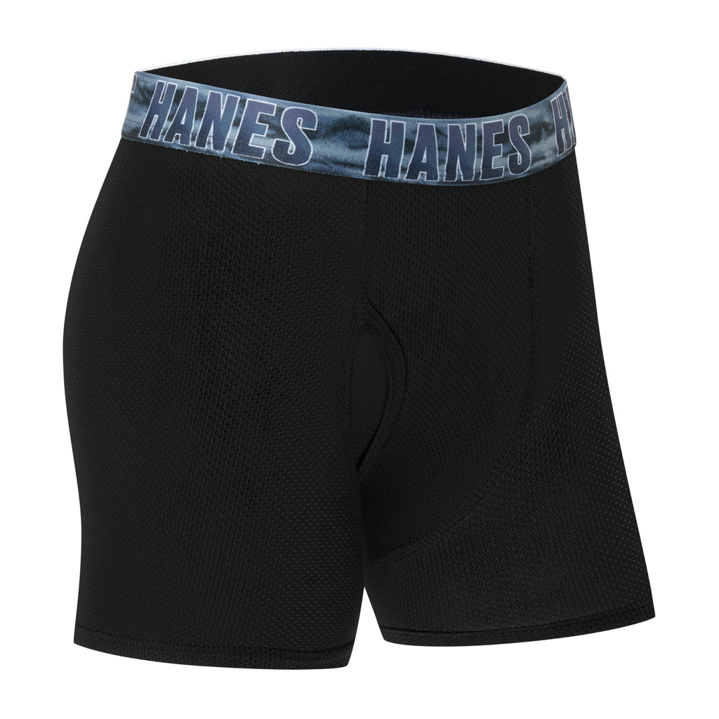 Hanes Boys' Moves Performance Underwear Boxer Brief, 6-pack, All Over Mesh Moisture Wicking Boxer Briefs