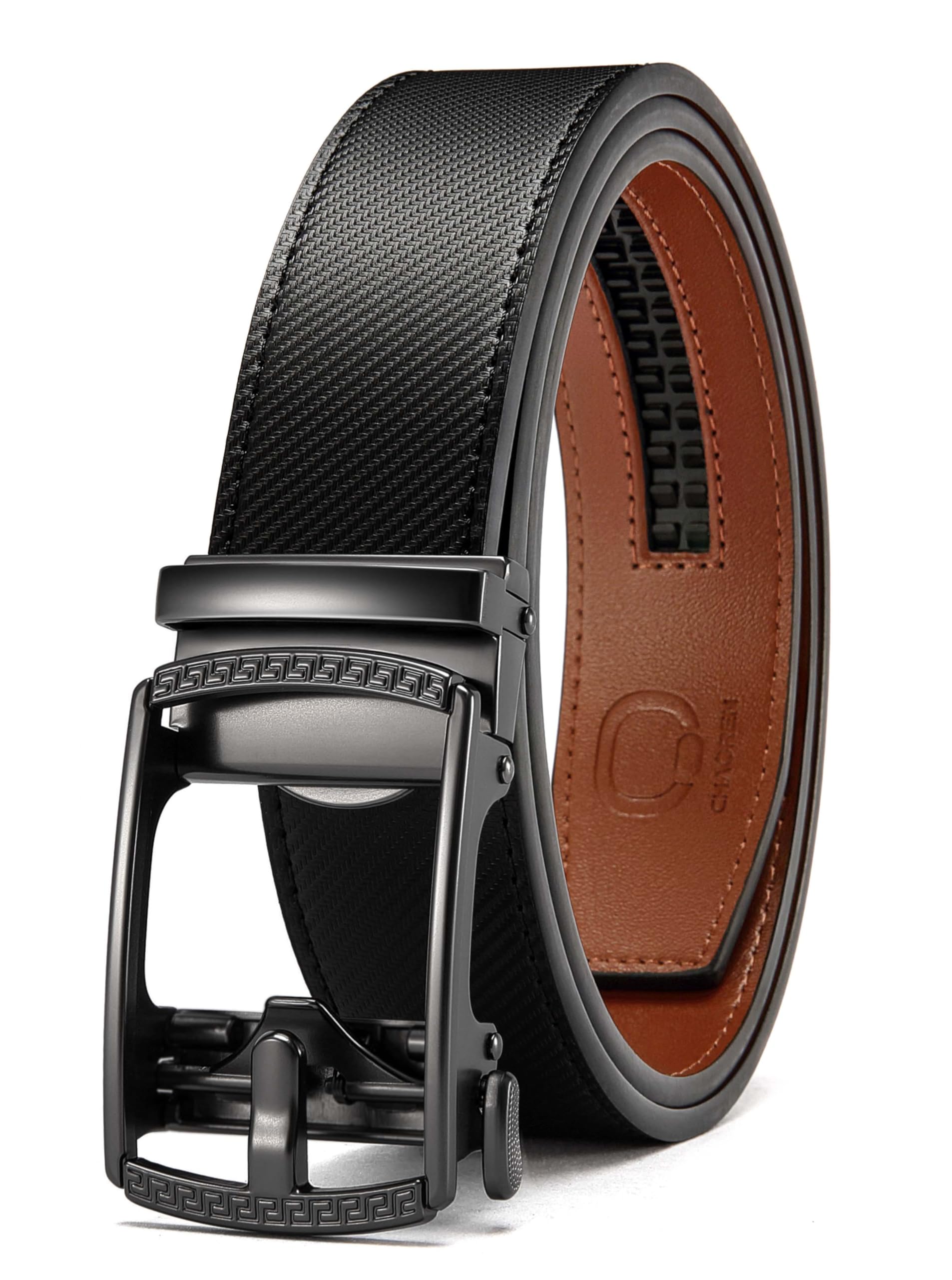 CHAOREN Men's Leather Ratchet Belt - Customizable Fit (35mm)
