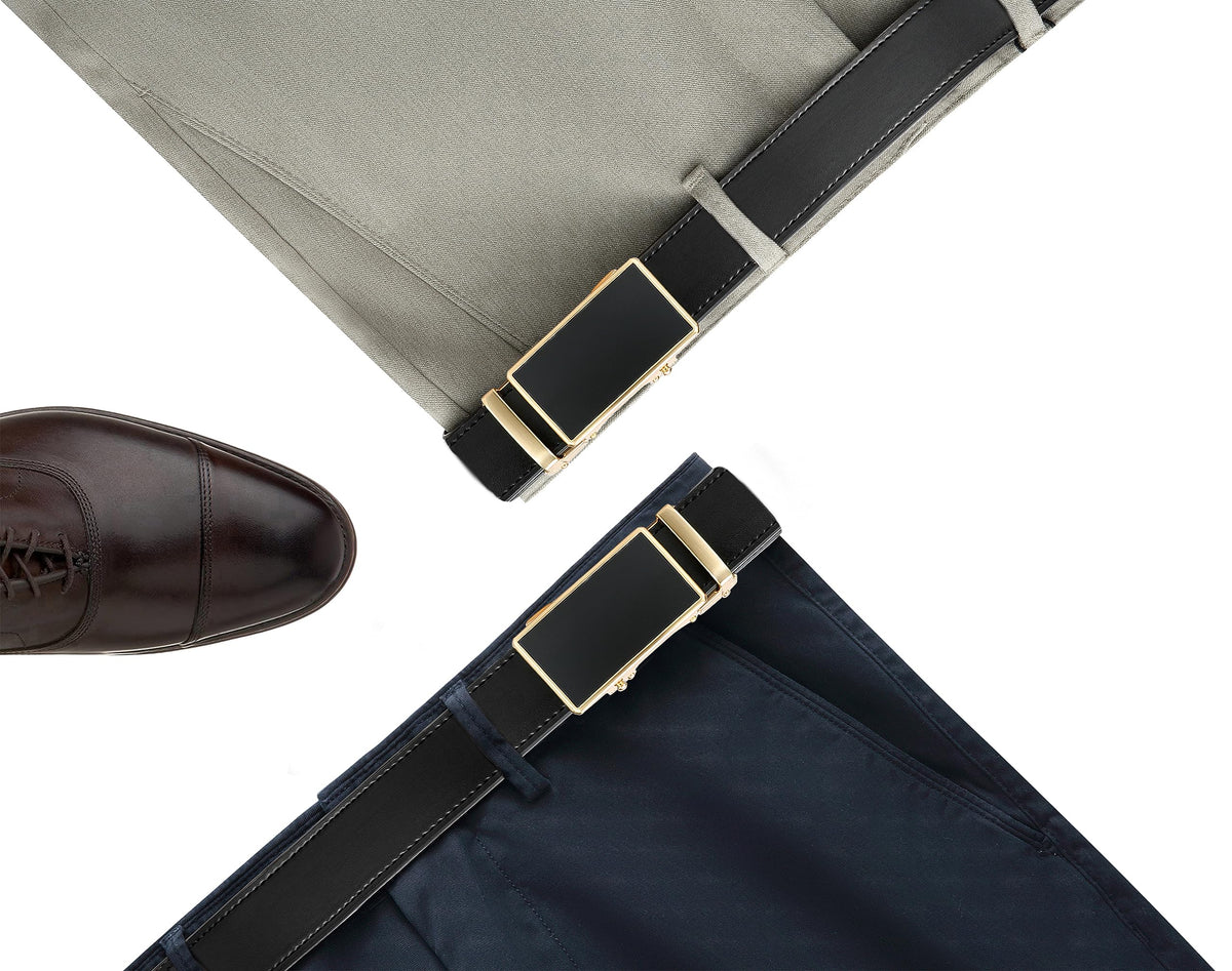 CHAOREN Mens Leather Ratchet Belt - 1 3/8" for Dress Pants