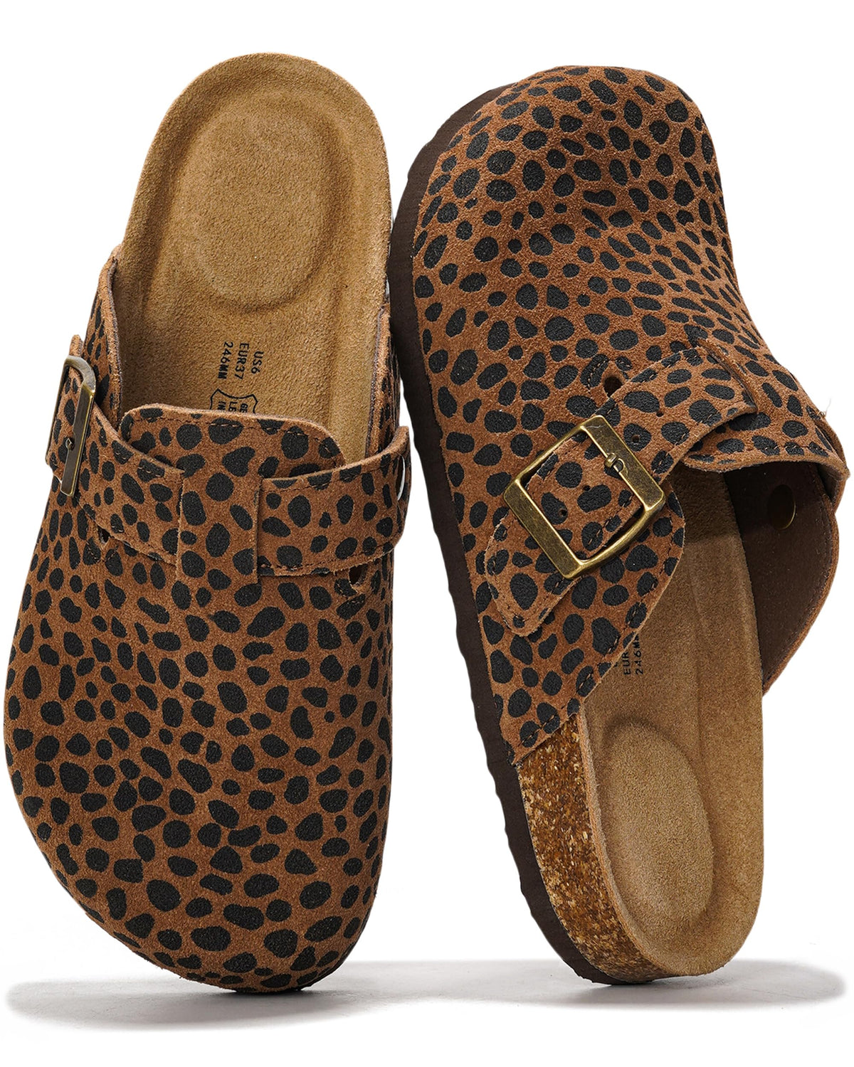 100% Genuine Leather Slip-on Footbed Clogs for Women - Fall Shoes for Women