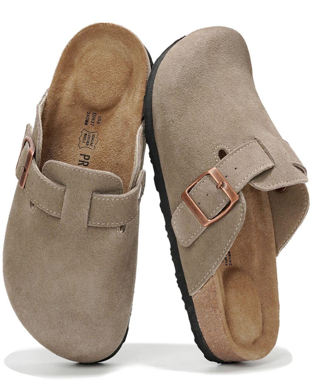 100% Genuine Leather Slip-on Footbed Clogs for Women - Fall Shoes for Women