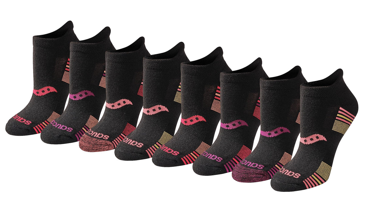 Saucony Women's RunDry Performance Heel Tab Athletic Socks, Available in S-L (8, 16, 24 Pairs)