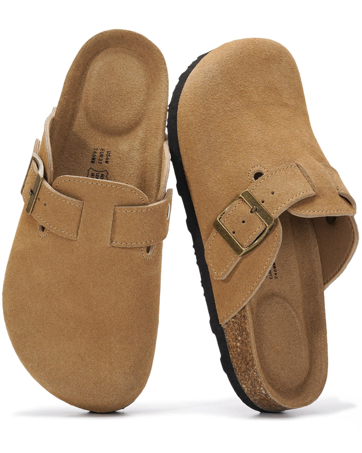 100% Genuine Leather Slip-on Footbed Clogs for Women - Fall Shoes for Women
