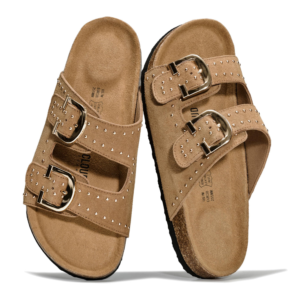 Project Cloud 100% Genuine Leather Womens Sandals Slides for Women (Venita)