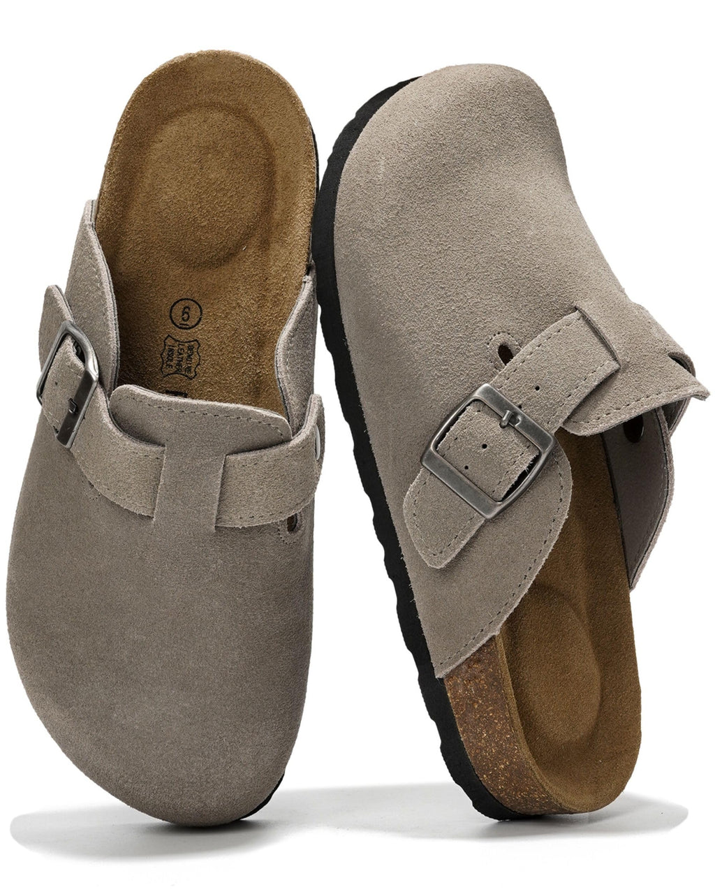 100% Genuine Leather Slip-on Footbed Clogs for Women - Fall Shoes for Women