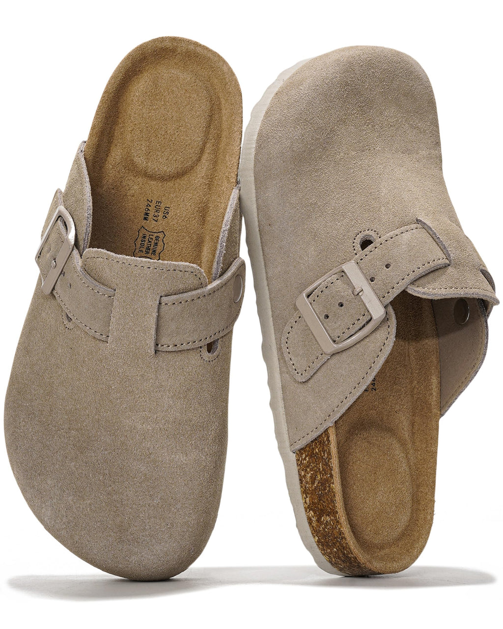 100% Genuine Leather Slip-on Footbed Clogs for Women - Fall Shoes for Women