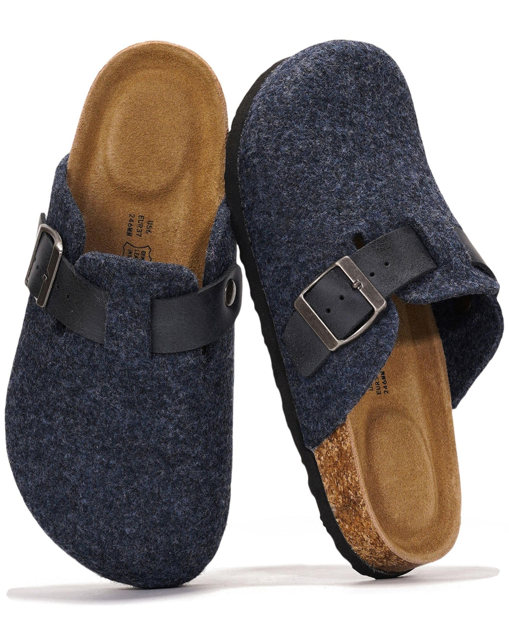 100% Genuine Leather Slip-on Footbed Clogs for Women - Fall Shoes for Women