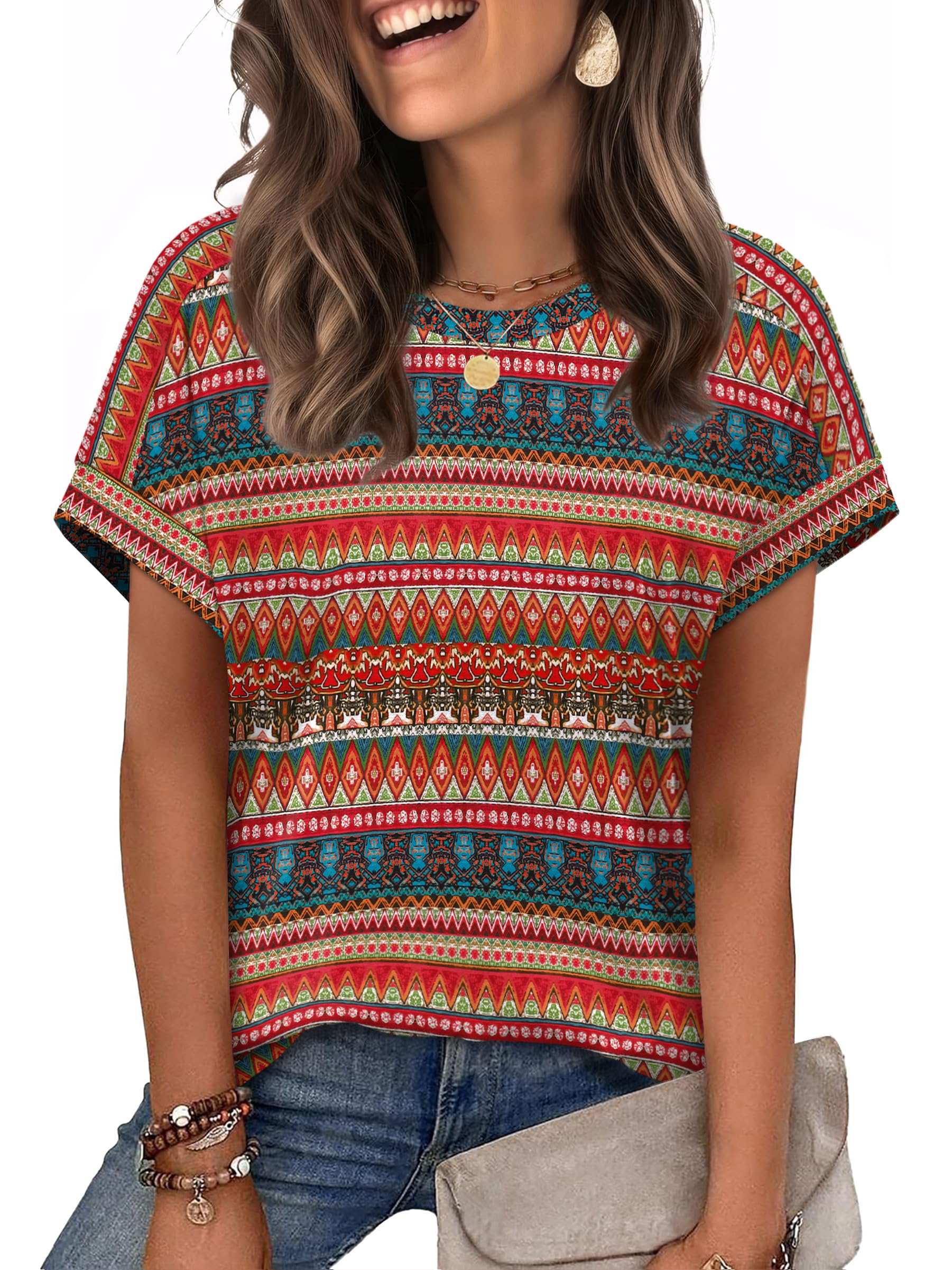 WIHOLL Womens Tops Short Sleeve Shirts Summer Outfits 2026 Spring Dressy Casual Clothes Clothing