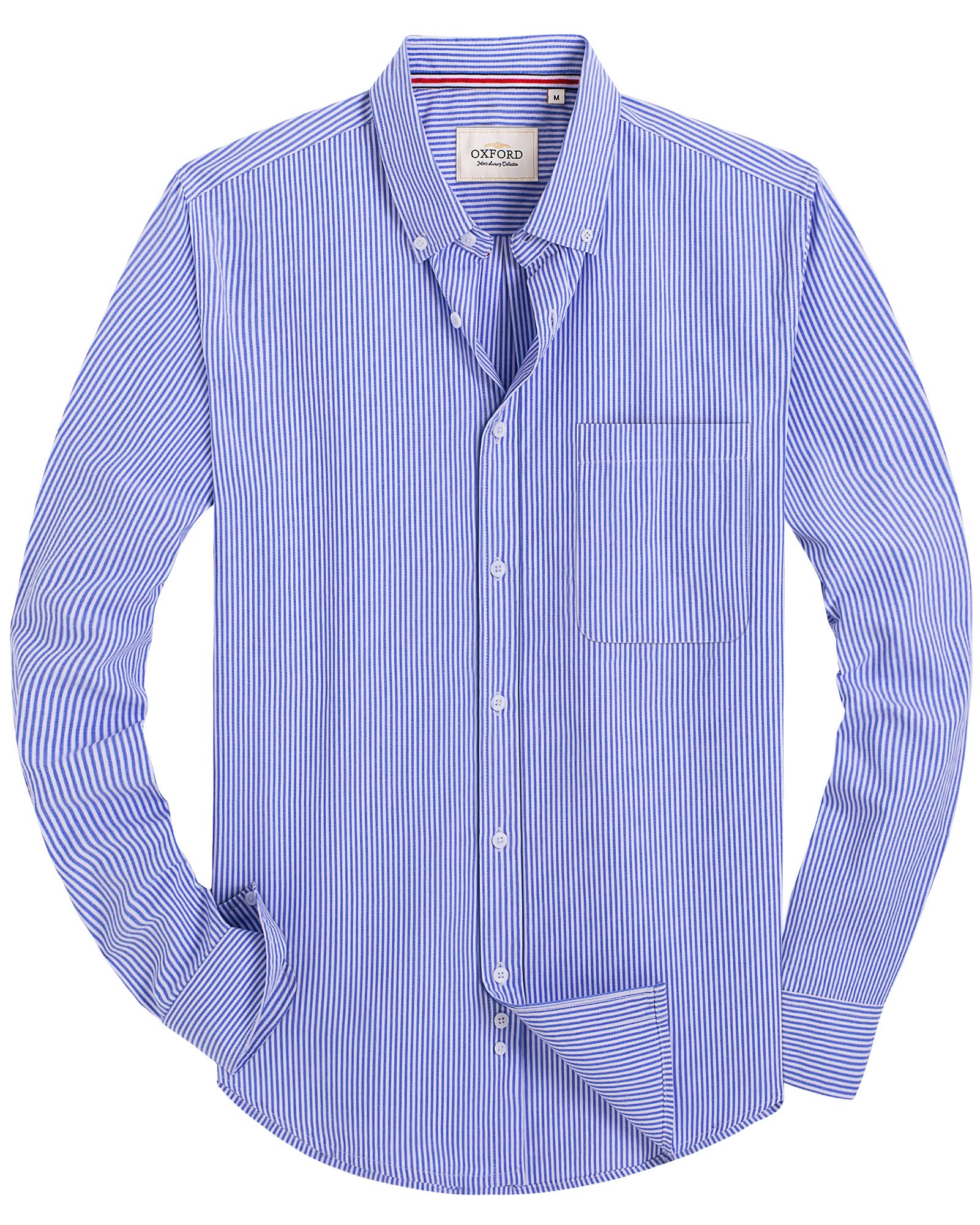 Alimens & Gentle Mens Solid Oxford Shirt Long Sleeve Dress Shirt Work Casual Button Down Shirts with Pocket