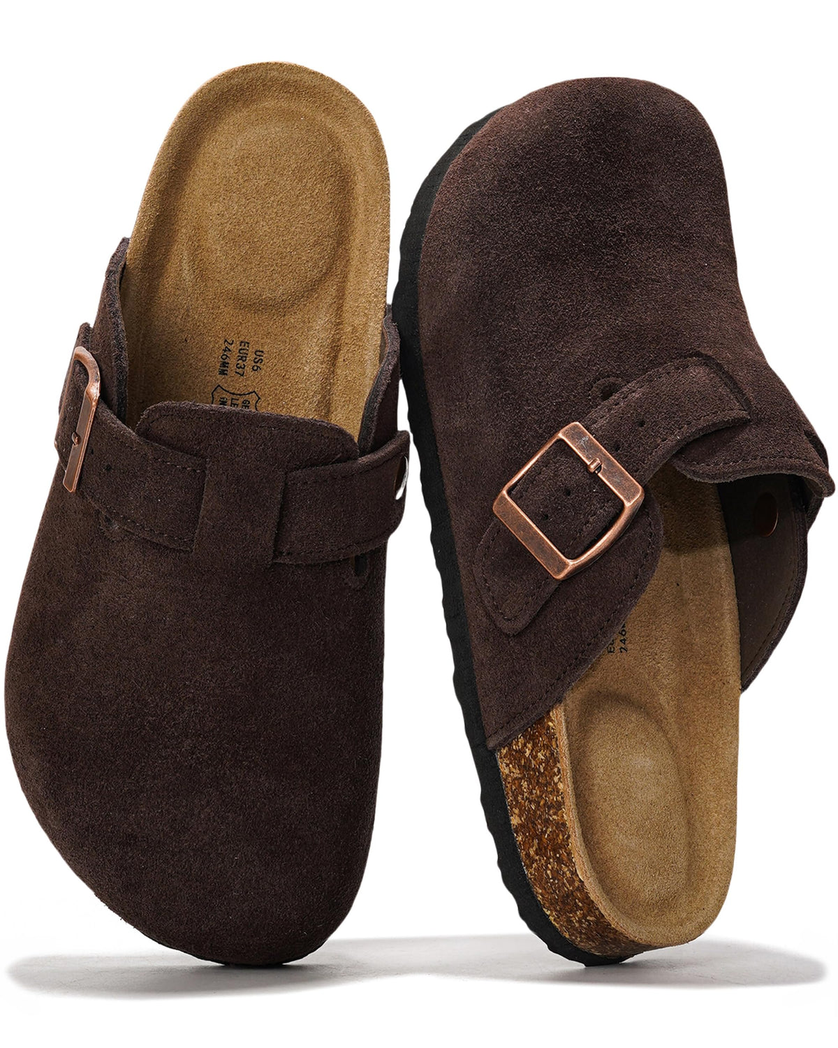 100% Genuine Leather Slip-on Footbed Clogs for Women - Fall Shoes for Women