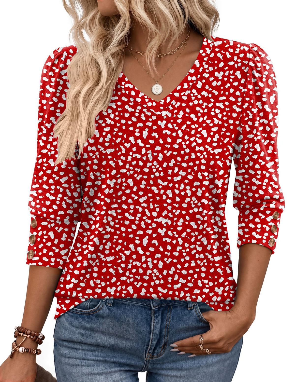 Zeagoo Womens 3/4 Sleeve V Neck T Shirts Dressy Casual Tops