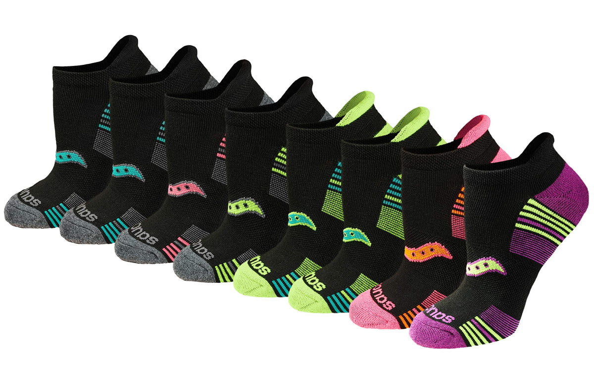 Saucony Women's RunDry Performance Heel Tab Athletic Socks, Available in S-L (8, 16, 24 Pairs)