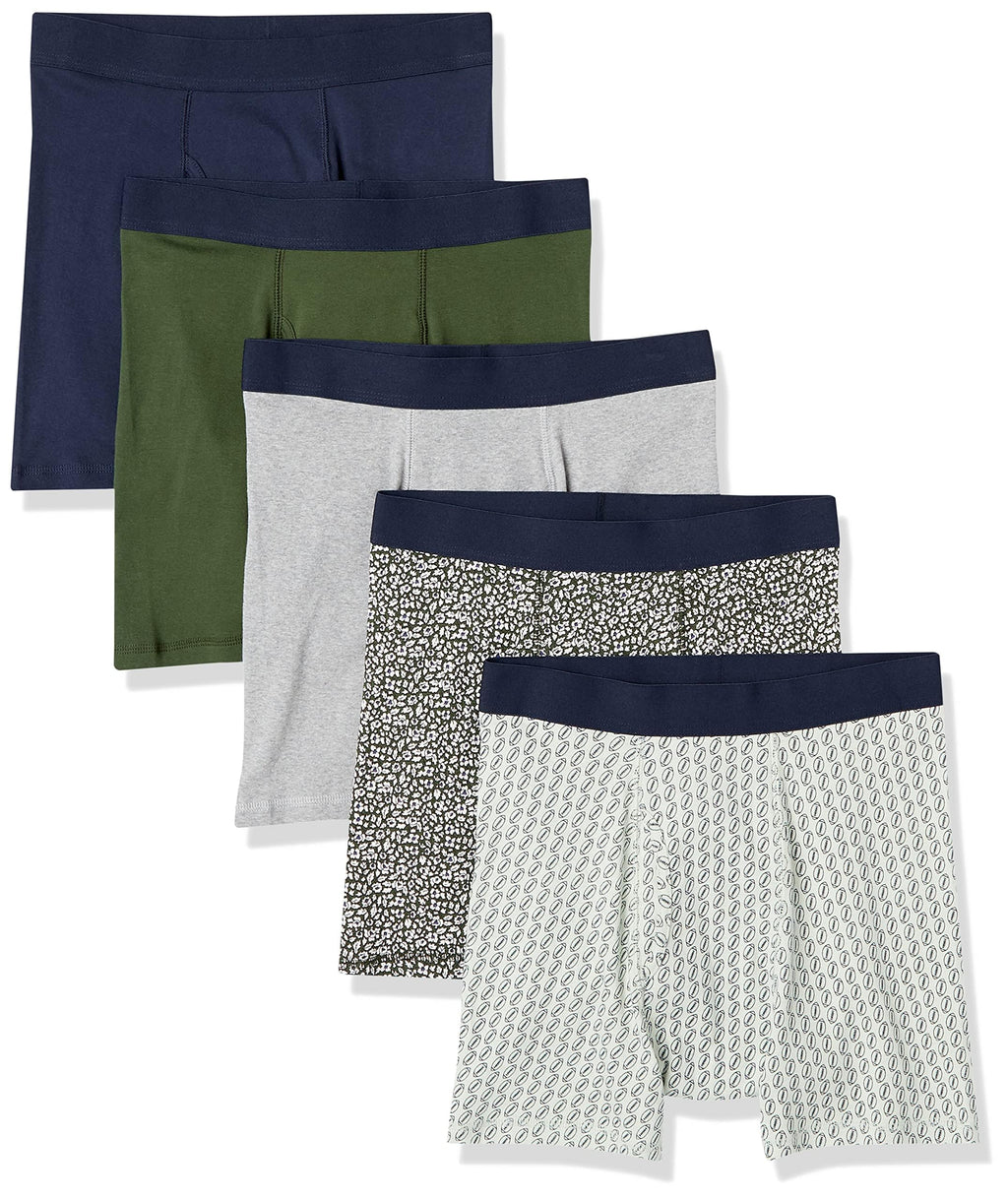 Amazon Essentials Men's Breathable Cotton Boxer Briefs, Tag-Free, Pack of 5