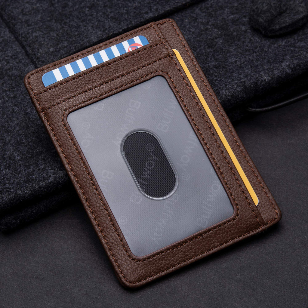 Buffway Slim Minimalist Front Pocket RFID Blocking Leather Wallets for Men and Women - Cross Black
