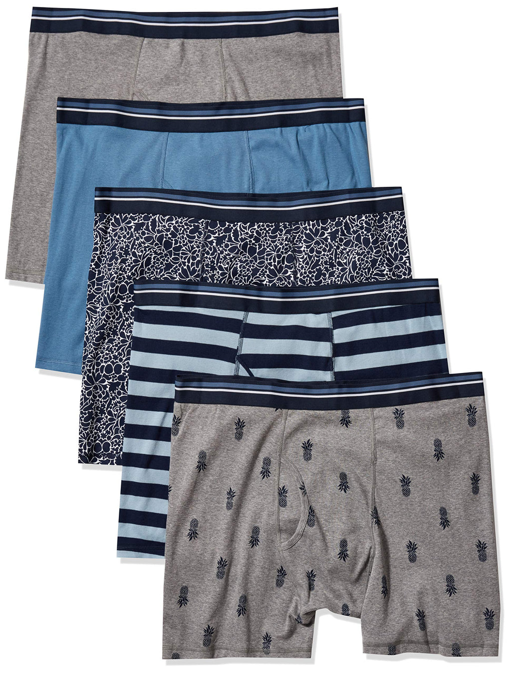 Amazon Essentials Men's Breathable Cotton Boxer Briefs, Tag-Free, Pack of 5