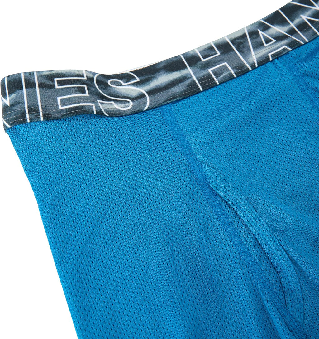 Hanes Boys' Moves Performance Underwear Boxer Brief, 6-pack, All Over Mesh Moisture Wicking Boxer Briefs