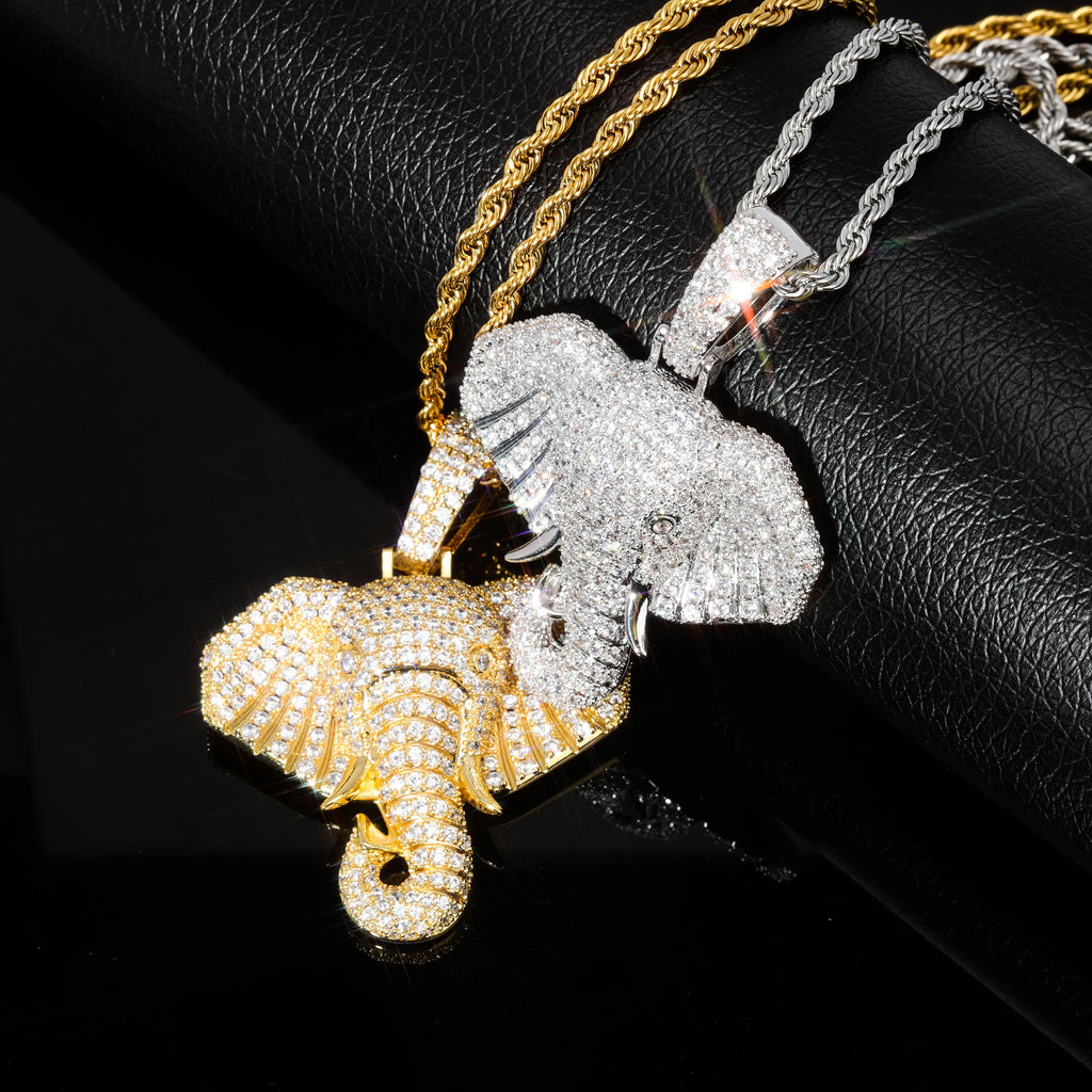 TOPGRILLZ Iced Out Cubic Zircon Bling Animal Elephant Necklace & Pendant Men Women Hip Hop Rock Jewelry CZ Necklace For Gifts