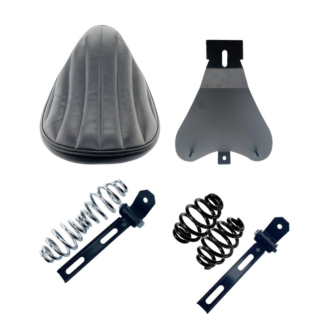 Motorcycle Vertical Bar PU Leather Solo Seat+3" Spring Bracket For Harley Custom Chopper Sportster Bobber Honda Yamaha Kawasaki