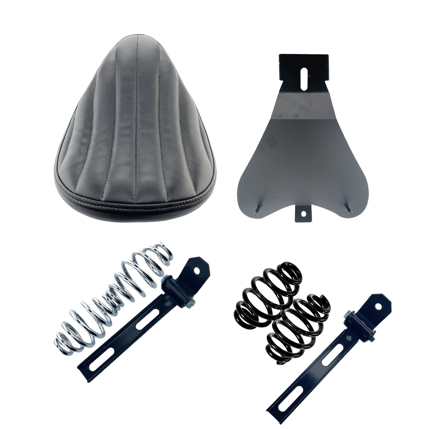 Motorcycle Vertical Bar PU Leather Solo Seat+3" Spring Bracket For Harley Custom Chopper Sportster Bobber Honda Yamaha Kawasaki
