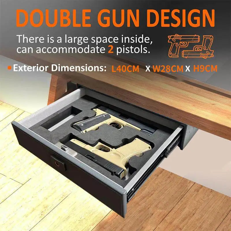 Under Bed Hidden Drawer Gun Safe Fingerprint Security Pistol Box for Living Room Bedroom Closet Storage