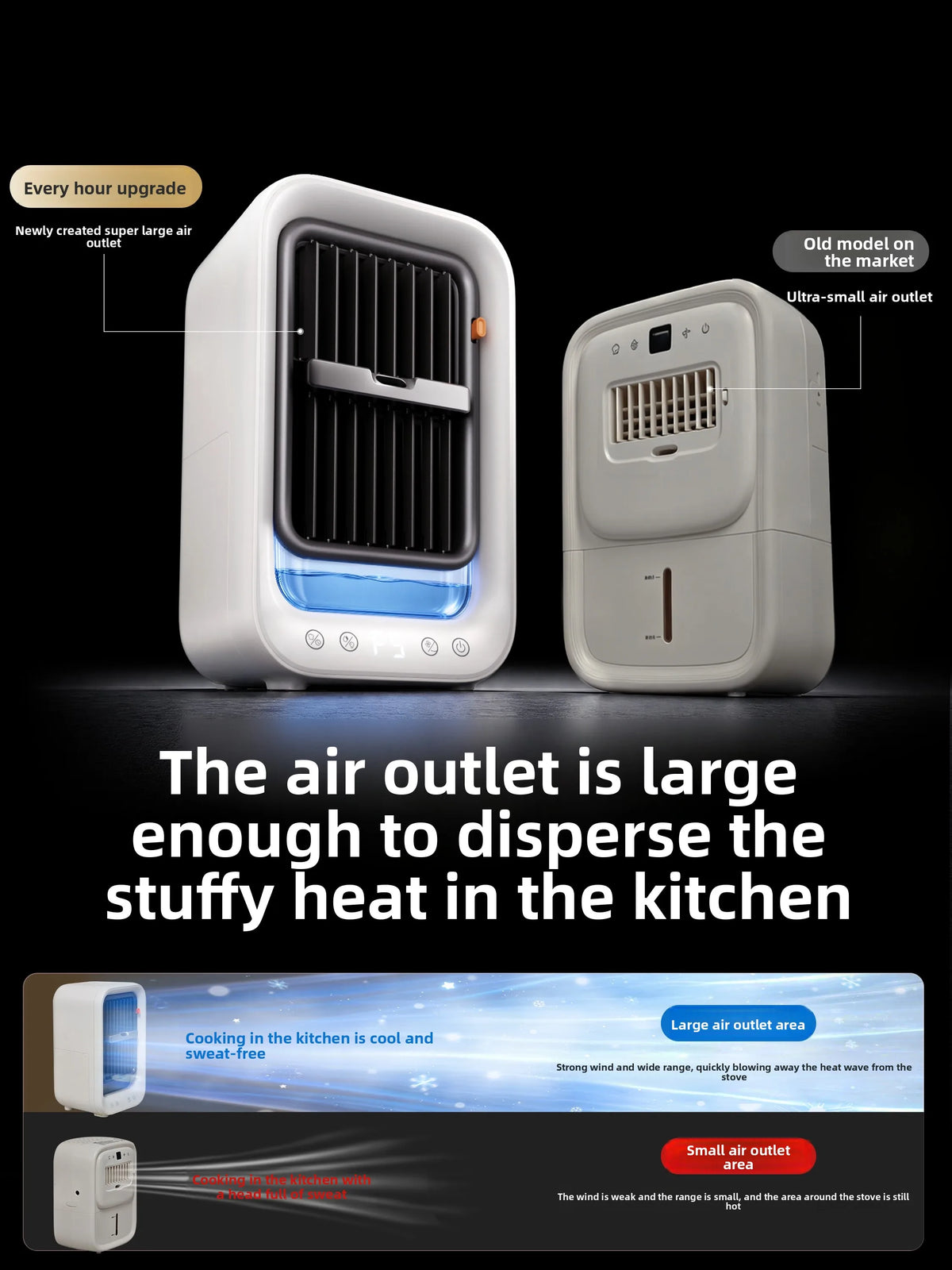 Powerful No Punch Wall Hanging Ice Mist Fan Mini Kitchen Cooling Air Conditioner Ceiling Mount Cooler Fan