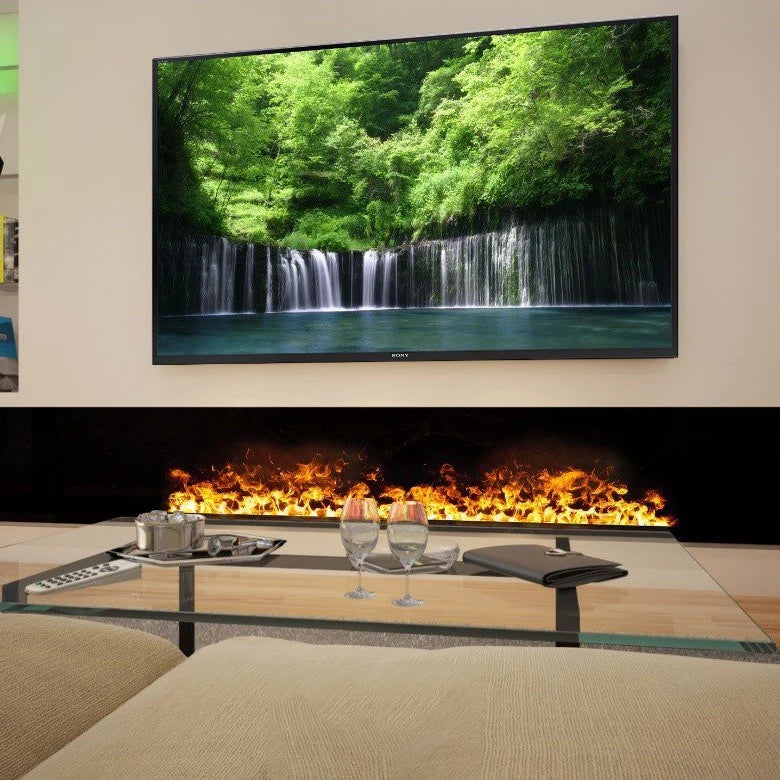 Smart Water Vapor Fireplace, 3D Flame Effect, Tuya APP Control, Simulated Burning Wood Sound, Environmentally Friendly Humidifie