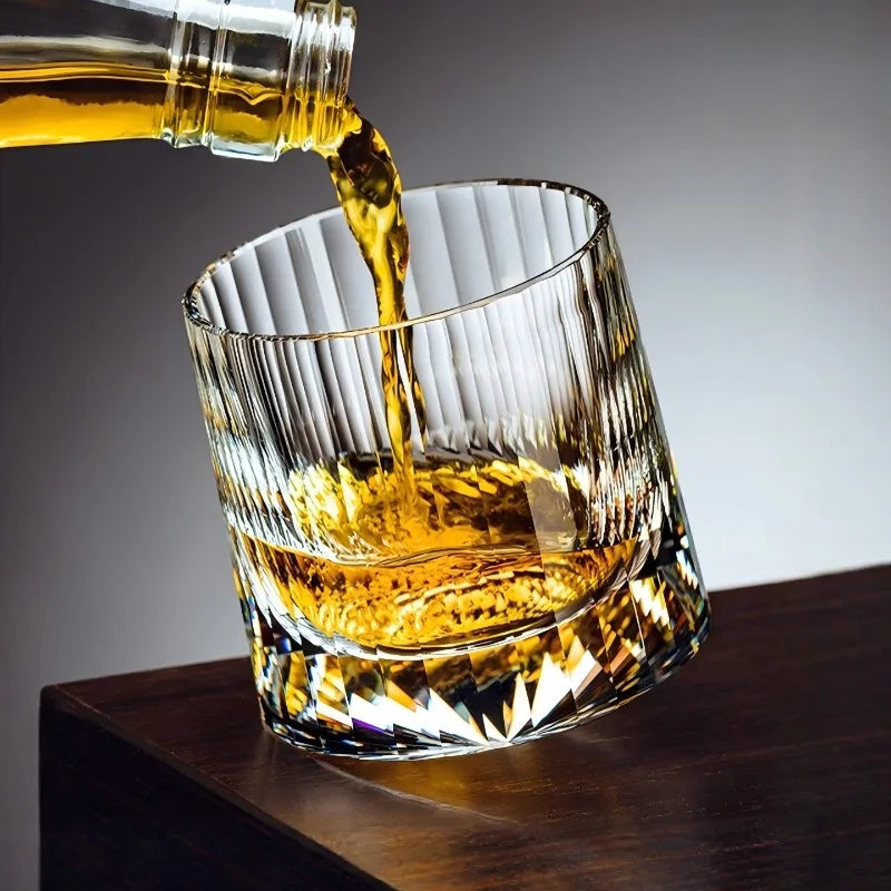 Premium K9 crystal gift box  whiskey foreign wine cup gyro rotating tumbler wine glass rotating cup