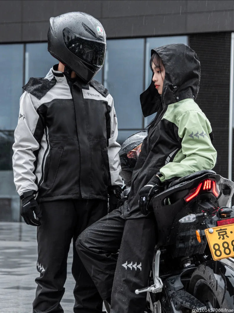 Outdoor Motorcycle aterproof Clothing Ultra-thin Raincoat Set Motocross Breathable Comfortable Reflective Climbing Rain Coat