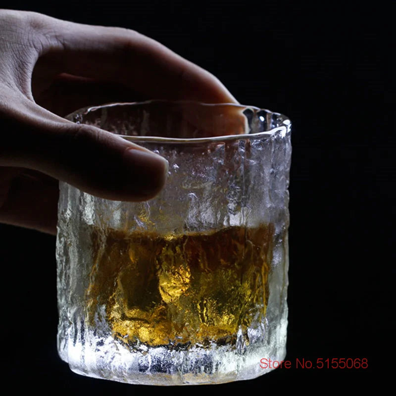 Japanese Glacier Old Fashioned Glass Whiskey Cup Crystal Frost Design Scotch Whisky Tumblers Thick Heavy Rock Wineglass Beer Mug