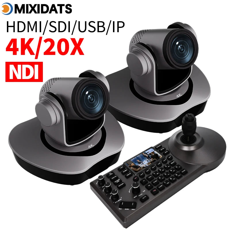 Video Conference Camera Kit 4K PTZ Camera 20X Zoom NDI SDI HDMI IP USB Church Live Broadcast NDI PTZ Camera Controller 1-8pcs
