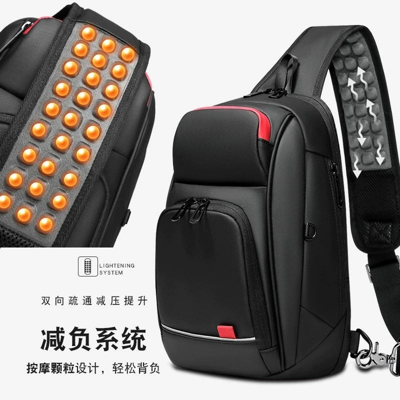 New Men's Chest Bag Business Single Shoulder Bag Large Capacity Crossbody Bag Breathable Casual Sports Bag