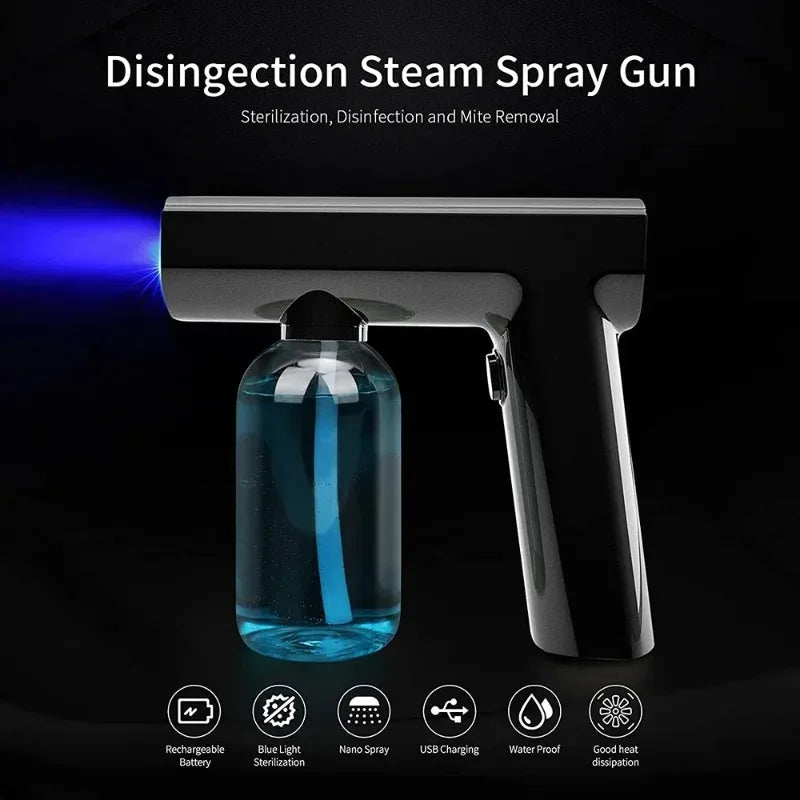 300ML Electric Nano Blue Light Steam Spray K5 Wireless Fogging Disinfection Sprayer Gun Type-C Atomization Sanitizer Machine