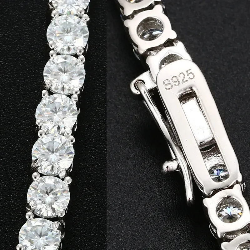 2026 New Unisex Hip Hop Moissanite Tennis Chain for Women Original 925 Sterling Silver Gold Man Moissanite Bracelet Chain Hiphop