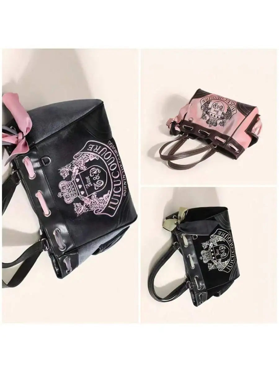 Women Blue Pink Top-handle Bag Large Capacity Girls Y2k Denim Boston Bag Designer Crossbody Handbag Multi-pocket Tie-dyed Bags