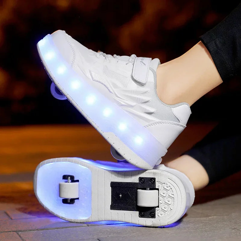 Children's Summer Double Wheel Roller Shoes Rechargeable Invisible Wheel Adult Skating Shoes Inline Skate Shoes