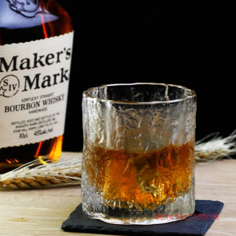 Japanese Glacier Old Fashioned Glass Whiskey Cup Crystal Frost Design Scotch Whisky Tumblers Thick Heavy Rock Wineglass Beer Mug