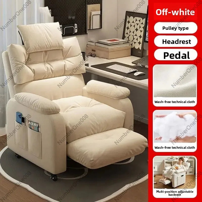 E-sports Gaming Chair with Footrest Pedals, Adjustable Reclining Sofa Seat for Home Office Computer Desk