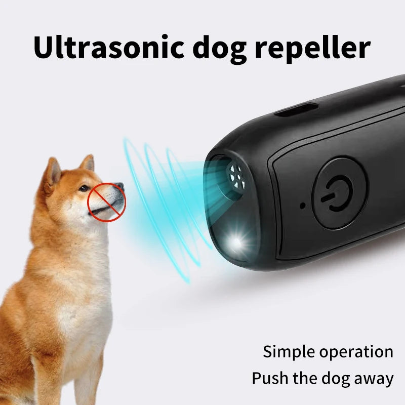 Dog Cat Portable Ultrasonic Repeller Antibark 180mAh Rechargeable 23-40KHZ Long Distance With Flash Light Deterrent Outdoor Tool