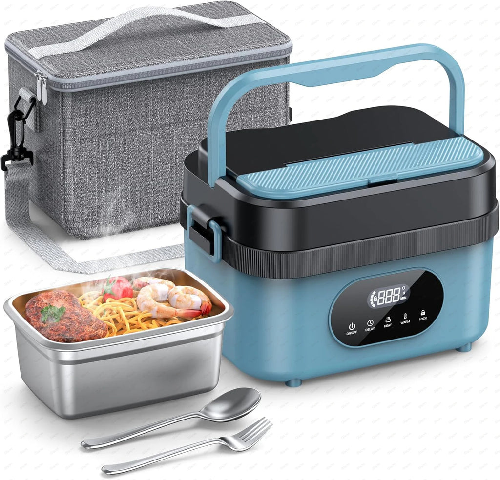 Gison Electric Heated Lunch Box Food Warmer 1.5L 60W Outdoor Camping Bento Picnic Portable Food Heater CarHome Leak Proof Heated