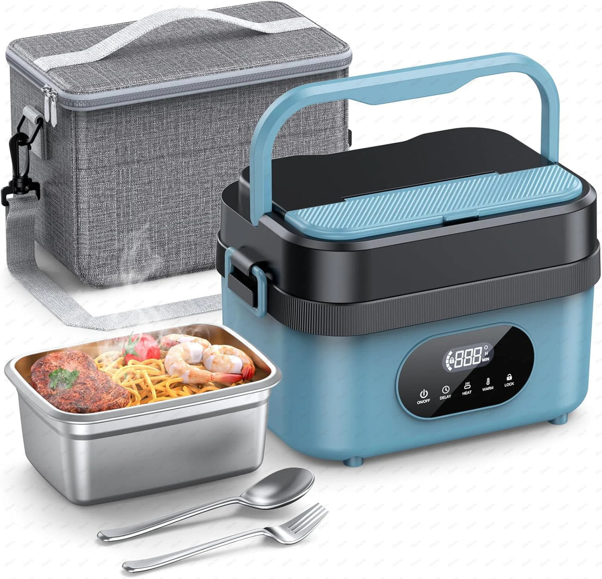 Gison Electric Heated Lunch Box Food Warmer 1.5L 60W Outdoor Camping Bento Picnic Portable Food Heater CarHome Leak Proof Heated