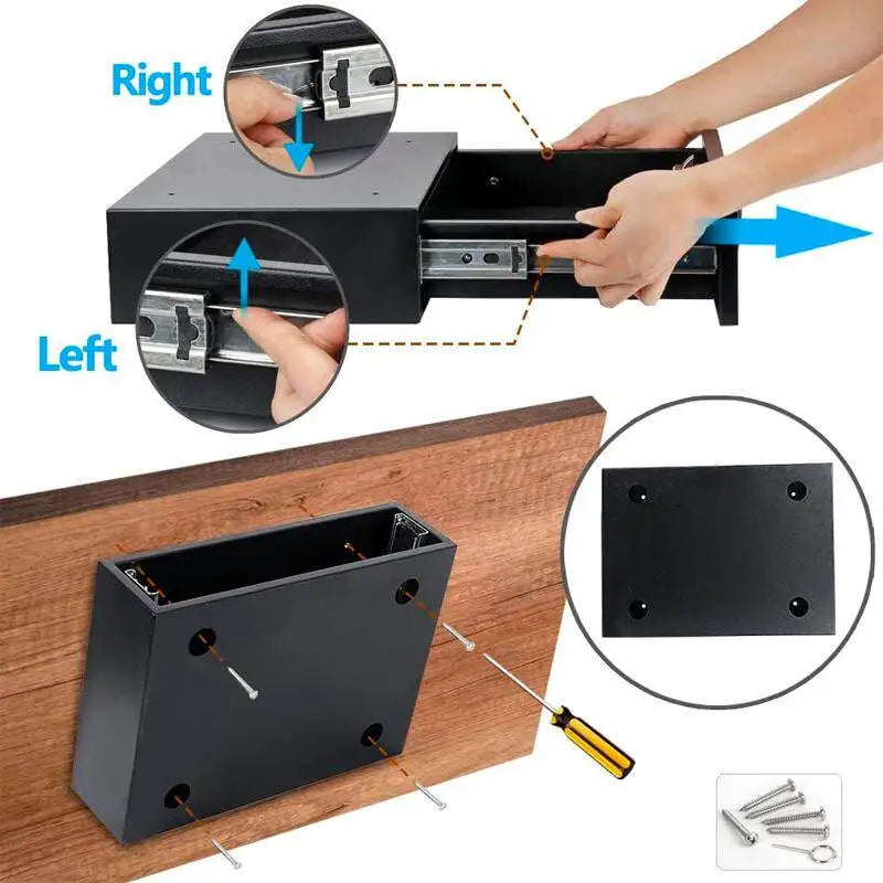 Under Bed Hidden Drawer Gun Safe Fingerprint Security Pistol Box for Living Room Bedroom Closet Storage