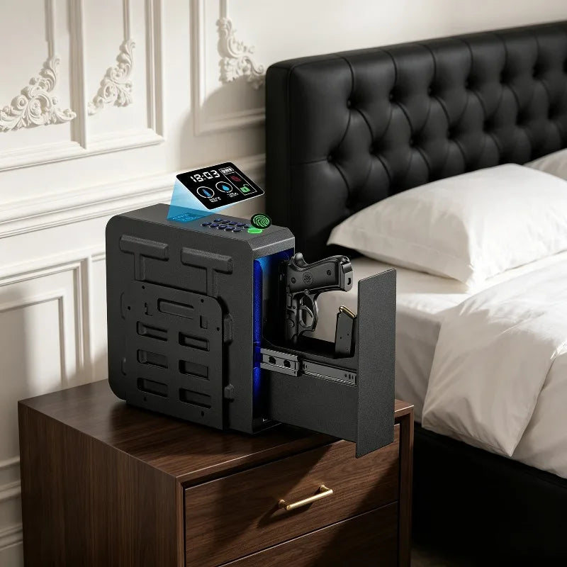 Full Steel Wall Mounted Anti Pry Theft Proof Safe With Screen Display Home Gun Safe For Bedside Nightstand