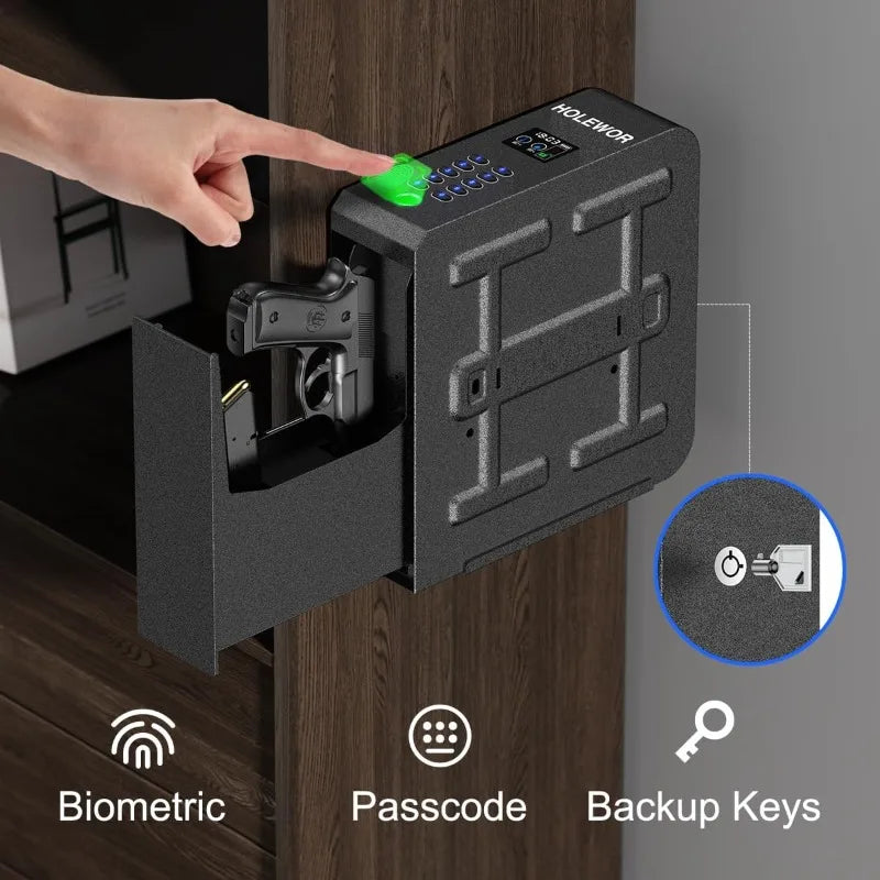 Full Steel Wall Mounted Anti Pry Theft Proof Safe With Screen Display Home Gun Safe For Bedside Nightstand