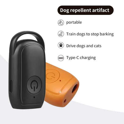Dog Cat Portable Ultrasonic Repeller Antibark 180mAh Rechargeable 23-40KHZ Long Distance With Flash Light Deterrent Outdoor Tool