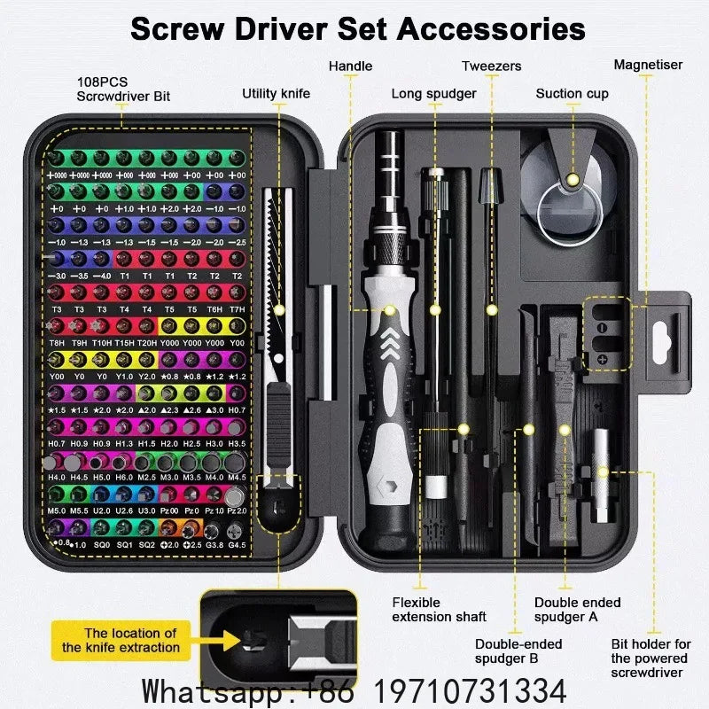 132 in 1 Precision Screwdriver Set Professional Hand Tool Kit Magnetic Torx Phillips Bits for iPhone Xiaomi Watch Camera Drone