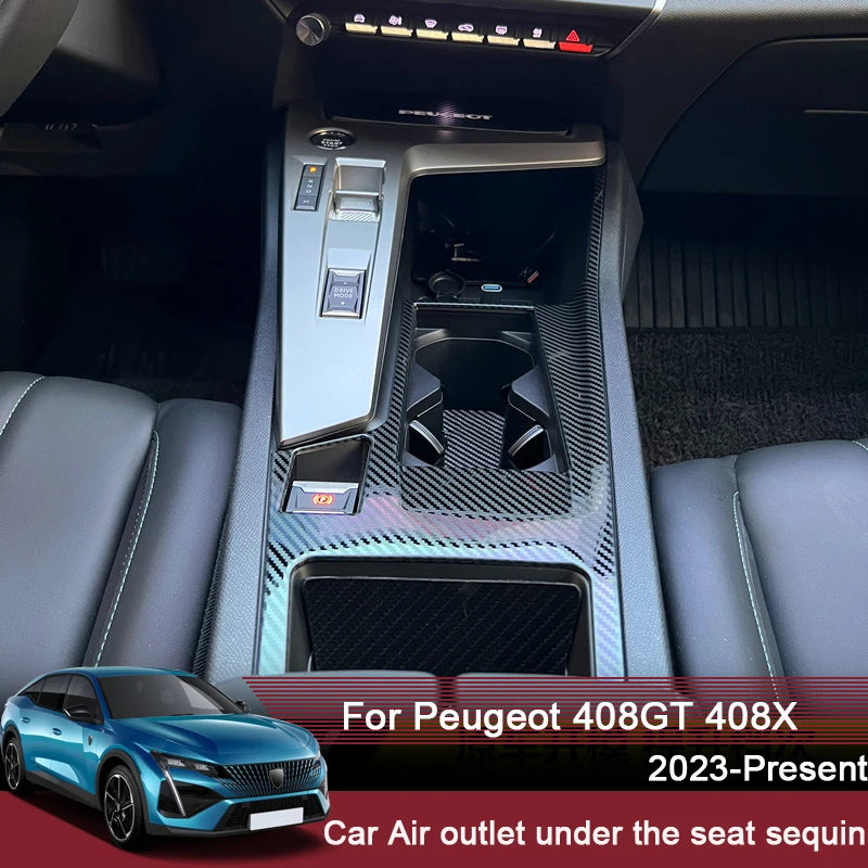 For Peugeot 408 GT 408 X 2023-2025 Car Internal Decorate Sticker Stainless Steel Car Gear Panel Frame Sequins Auto Accessories