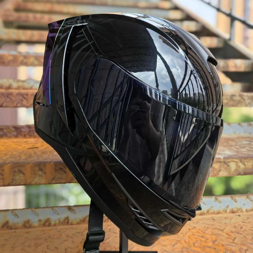 STLF Factory New HOT Full Face Helmet Dual Viewfinder DOT Certified ABS Material Custom logo Chrome Spoiler Motorcycle Helmet