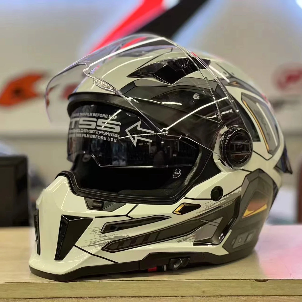STLF Light Weight Safty Motorcycle Helmet PC Anti Fog Lens ABS Material DOT Racing Helmet 3C Certified All Season Full Face Helm